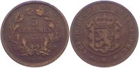 Luxemburg Cu 5 Centimes Willem III. der Niederlande 1849-1890. -