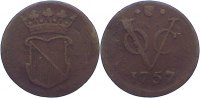 Niederlande-Niederländisch-Ostindien Cu 1/2 Duit 1757 fast sehr schön 83.67 元 含税 ＋  66.94 元 运费