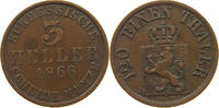 HESSEN KASSEL 3 HELLER Friedrich Wilhelm, 1847-1866 -