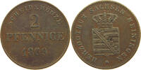 SACHSEN MEININGEN 2 PFENNIG Georg II. 1866-1914. -