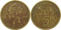 BELGIAN CONGO 5 FRANCS LEOPOLD III. (1934-1951) -