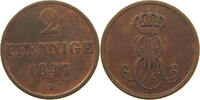 BRAUNSCHWEIG CALENBERG HANNOVER 2 PFENNIG 1847 Ernst August 1837-1851. SS- 66.94 元  ＋  58.49 元 运费