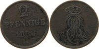 BRAUNSCHWEIG CALENBERG HANNOVER 2 PFENNIG Ernst August 1837-1851. -