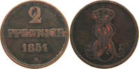 BRAUNSCHWEIG CALENBERG HANNOVER 2 PFENNIG Ernst August 1837-1851. -