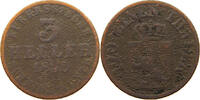 HESSEN KASSEL 3 HELLER Friedrich Wilhelm I. 1847-1866 -