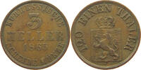 HESSEN KASSEL 3 HELLER Friedrich Wilhelm I. 1847-1866 -