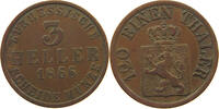 HESSEN KASSEL 3 HELLER Friedrich Wilhelm I. 1847-1866 -