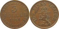 HESSEN KASSEL 3 HELLER Friedrich Wilhelm I. 1847-1866 -