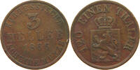 HESSEN KASSEL 3 HELLER Friedrich Wilhelm I. 1847-1866 -