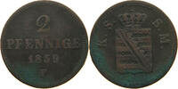 SACHSEN ALBERTINISCHE LINIE 2 PFENNIG 1859 Johann (1854-1873) S 41.87 元  ＋  58.54 元 运费