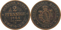 SACHSEN ALBERTINISCHE LINIE 2 PFENNIG 1864 B Johann (1854-1873) S 41.87 元  ＋  58.54 元 运费