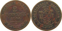 SACHSEN ALBERTINISCHE LINIE 2 PFENNIG 1864 B Johann (1854-1873) S 41.87 元  ＋  58.54 元 运费