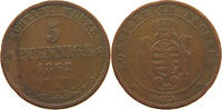 SACHSEN ALBERTINISCHE LINIE 5 PFENNIG 1862 B Johann (1854-1873) S 41.87 元  ＋  58.54 元 运费