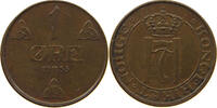NORWAY 1 ÖRE HAAKON VII. (1905-1957) DOUBLE STRUCK 3 IN 1935 -
