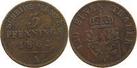 BRANDENBURG PREUSSEN 3 PFENNIG Wilhelm I. (1861-1888) -