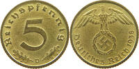 DRITTES REICH 5 REICHSPFENNIG 1938 D SS 50.20 元  ＋  58.49 元 运费