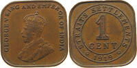 STRAITS SETTLEMENTS 1 CENT GEORGE V. (1910-1936) -