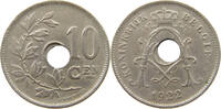 BELGIUM 10 CENTIMES ALBERT I. 1909-1934 HOLE OFF-CENTER -