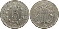 UNITED STATES OF AMERICA NICKEL SHIELD REVERSE 1867 NO RAYS -