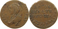 PAPAL STATES 5 BAIOCCHI 5 BAIOCCHI 1797 PERUGIA VERY RARE PIUS VI. OVERSTRUCK BAIOCCHI -