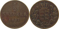 WÜRTTEMBERG 1/2 KREUZER 1847 Wilhelm I. (1816-1864) S 58.57 元  ＋  58.49 元 运费
