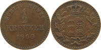 WÜRTTEMBERG 1/2 KREUZER 1869 Karl (1864-1891) SS- 133.99 元  ＋  58.54 元 运费