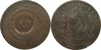 BRAZIL 40 REIS OVER 80 REIS Pedro II. 1831 - 1889 -