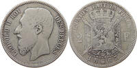 BELGIUM 2 FRANCS Leopold II. 1865-1909 -