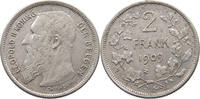 BELGIUM 2 FRANCS Leopold II. 1865-1909 -