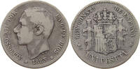 SPAIN PESETA 1883 Alfonso XII. (1874–1885) S 125.51 元  ＋  58.49 元 运费