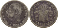 SPAIN PESETA 1885 Alfonso XII. (1874–1885) S 125.51 元  ＋  58.49 元 运费