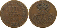MÜNSTER BISTUM 3 PFENNIG Clemens August von Bayern (1719-1761) -