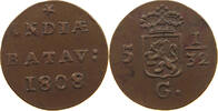 NETHERLANDS EAST INDIES 1/2 DUIT BATAVIA -