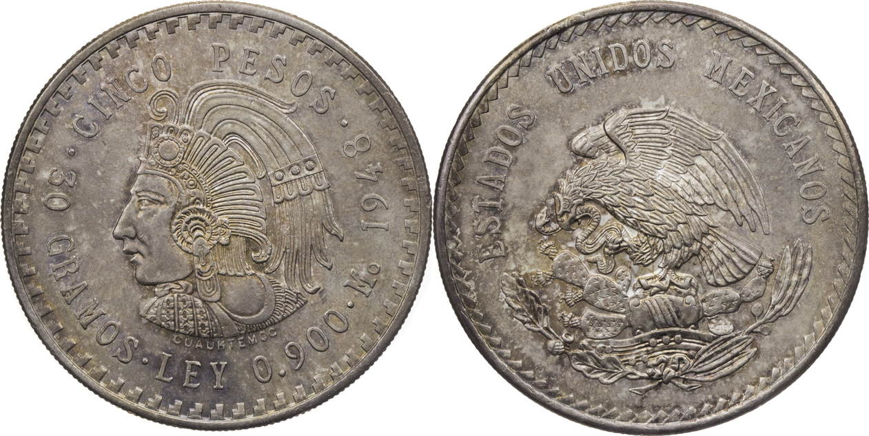 5 pesos 1948 mexiko cuauhtemoc