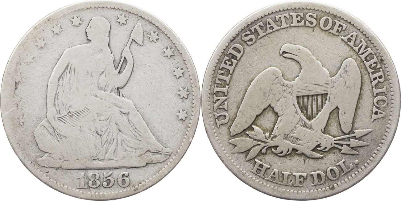 halfdollar 1856 usa "seated liberty half dollar" f