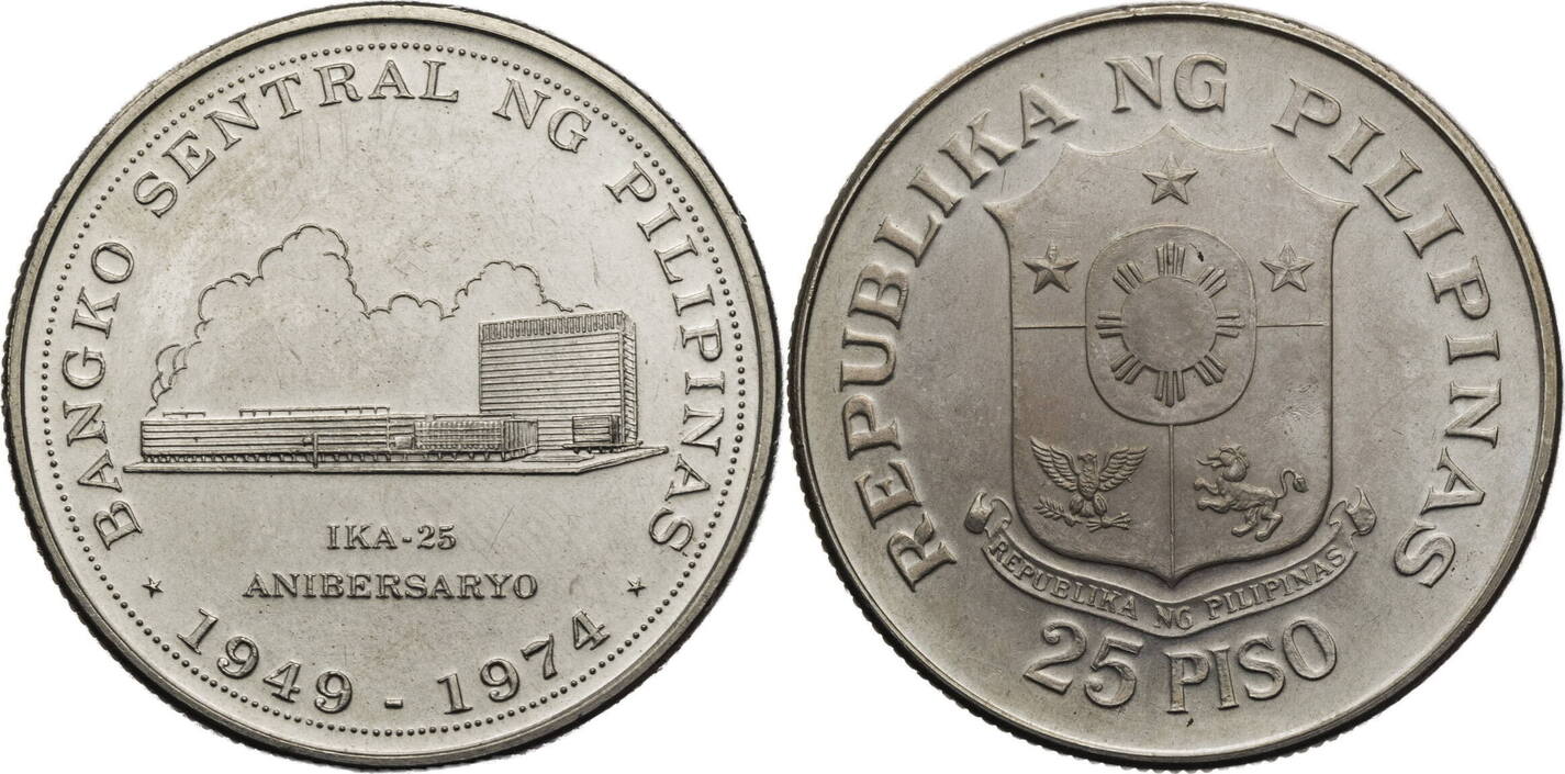 Philippinen 25 Piso 1974 25th Anniversary Of The Central Bank EF MA Shops philippinen-25-piso-1974-25th-anniversary-of-the-central-bank-ef-ma-shops