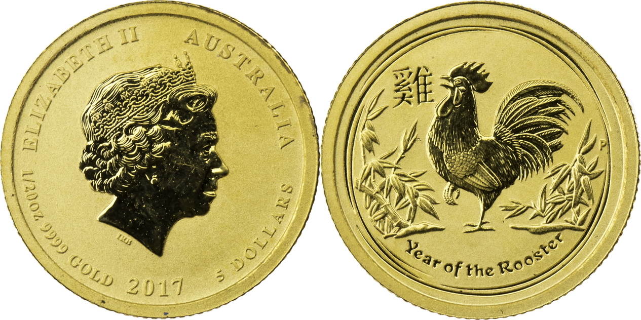 5 dollars 2017 australien year of the rooster - 1/20 unze bu (ms