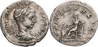 Römische Kaiserzeit Denar Severus Alexander, Büste / SALVS PVBLICA, Salus füttert Schlange -