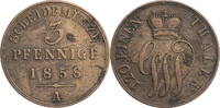 Schaumburg-Lippe 3 Pfennige Georg Wilhelm (1807-1860) - Kursmünze (1858) -