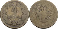 Österreich, Kaiserreich 4 Kreuzer 1861 A Franz Josef I. (1848-1916) schön 66.94 元 含税 ＋  125.51 元 运费