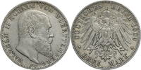 Kaiserreich, Württemberg 3 Mark Wilhelm II. (1891 bis 1918) - Kursmünze (1908-1914) -