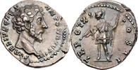 Römische Kaiserzeit Denar Marcus Aurelius Casear, Kopf / Virtus mit Lanze und Parazonium -