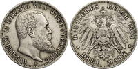 Kaiserreich, Württemberg 3 Mark Wilhelm II. (1891 bis 1918) - Kursmünze (1908-1914) -