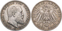 Kaiserreich, Württemberg 3 Mark Wilhelm II. (1891 bis 1918) - Kursmünze (1908-1914) -