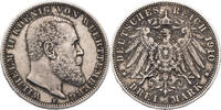 Kaiserreich, Württemberg 3 Mark Wilhelm II. (1891-1918) - Kursmünze (1908-1914) -