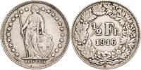 Schweiz 1/2 Franken 1916 B Helvetia - Kursmünze (1875-1967) s-ss 83.67 元 含税 ＋  125.51 元 运费