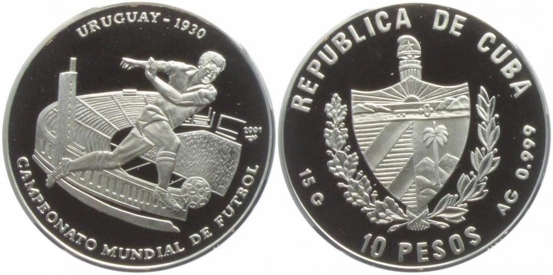 kuba-10-pesos-2001-fussball-wm-1930-in-uruguay-spieler-vor-stadion