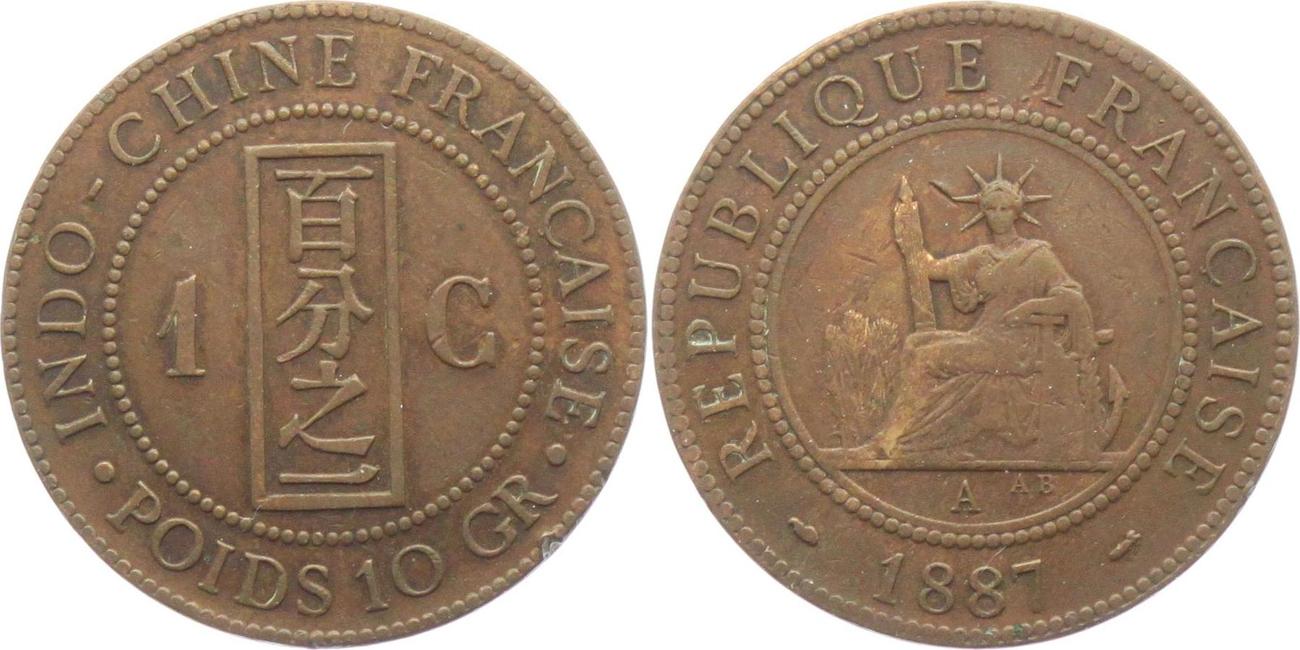 Frankreich Indochina 1887 A 1 Cent VF EF MA Shops frankreich-indochina-1887-a-1-cent-vf-ef-ma-shops