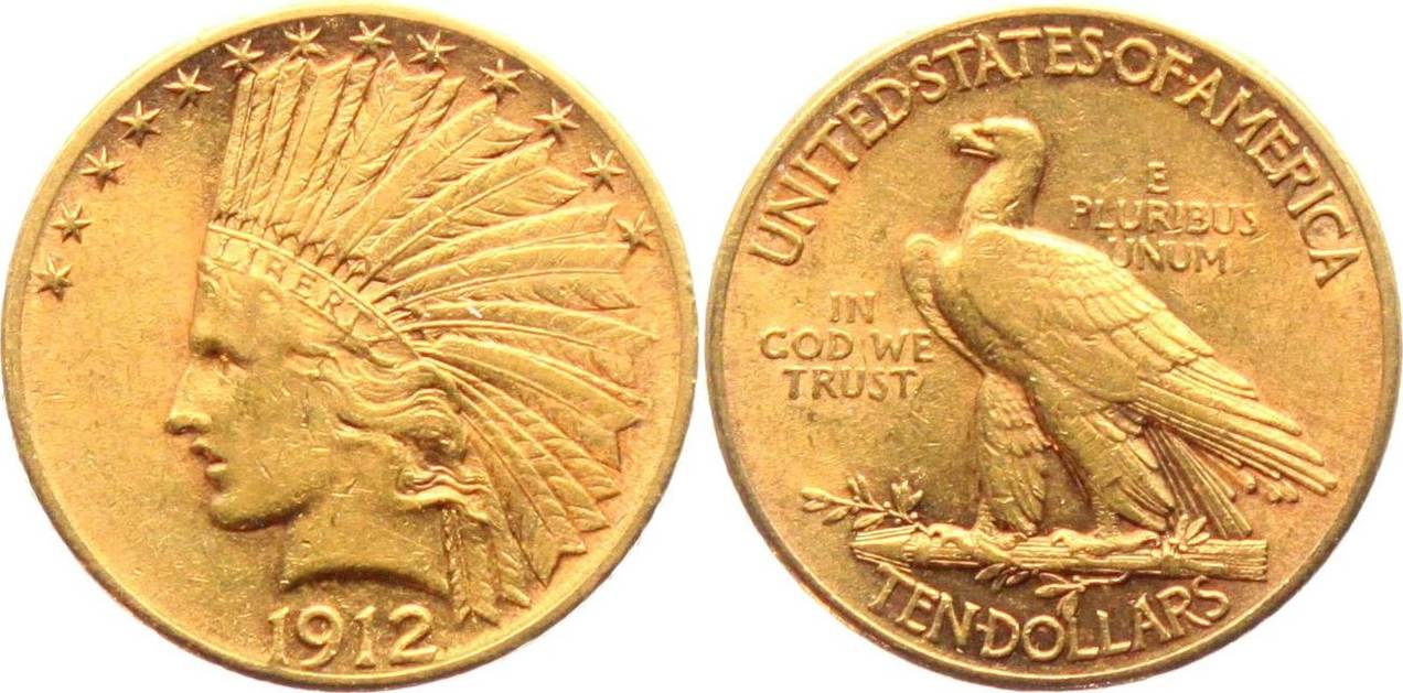10 dollar 1912 usa indian head - philadelphia ef