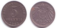 Ersatzmünzen des 1. Weltkrieges 5 Pfennig 1921 A 5 Pfennig st 41.29 元 含税 ＋  49.63 元 运费